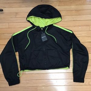 Forever 21 Cropped athletic hooded jacket.